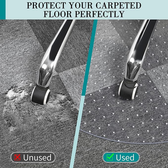 BesWin Office Chair Mat for Carpet, Thick and Sturdy Carpet Protector for Work - Image 3