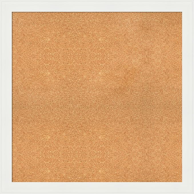 Amanti Art Natural Cork Board for Wall, 33x33 Vision Board with White Frame, Large Corkboard Office Decor for Home Organization, Casual Corkboard Pinboard to Display Items for Home Organization in-DeskLoop Office