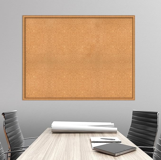 Amanti Art Natural Cork Board for Wall, 38x50 Vision Board with Bronze Frame, Oversize Corkboard Office Decor for Home Organization, Casual Corkboard Pinboard to Display Items for Home Organization-DeskLoop Office
