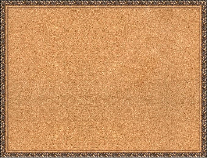 Amanti Art Natural Cork Board for Wall, 26x34 Vision Board with Bronze Frame, Large Corkboard Office Decor for Home Organization, Traditional Corkboard Pinboard to Display Items for Home Organization-DeskLoop Office