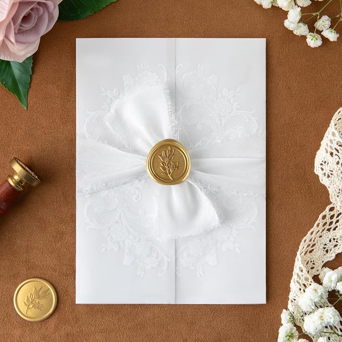 ponatia 50PCS White Foil Wedding Vellum Jackets - Image 5