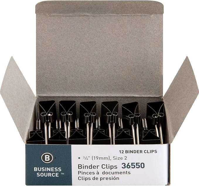 Business Source, Fold-Back Binder Clips, 12 / Dozen by BusinessSource