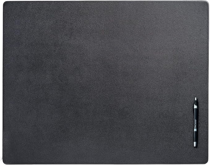 Black Leather 24" x 19" Desk Mat Without Rails by Dacasso