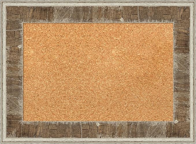 Amanti Art Natural Cork Board for Wall, 17x23 Vision Board with Brown Wood Frame, Small Corkboard Office Decor for Home Organization, Country Rustic Corkboard Pinboard to Display Items for Home-DeskLoop Office