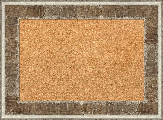 Amanti Art Natural Cork Board for Wall, 17x23 Vision Board with Brown Wood Frame, Small Corkboard Office Decor for Home Organization, Country Rustic Corkboard Pinboard to Display Items for Home-DeskLoop Office
