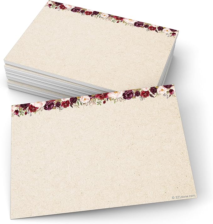 321Done Index Cards with Red Roses Floral Design by 321Done