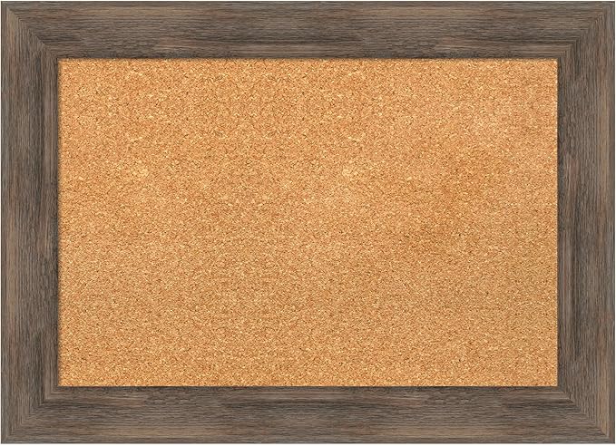 Amanti Art Natural Cork Board for Wall, 21x29 Vision Board with Brown Wood Frame, Medium Corkboard Office Decor for Home Organization, Country Rustic Corkboard Pinboard to Display Items for Home-DeskLoop Office