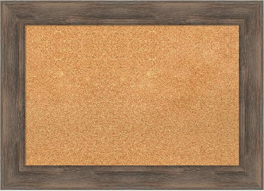 Amanti Art Natural Cork Board for Wall, 21x29 Vision Board with Brown Wood Frame, Medium Corkboard Office Decor for Home Organization, Country Rustic Corkboard Pinboard to Display Items for Home-DeskLoop Office