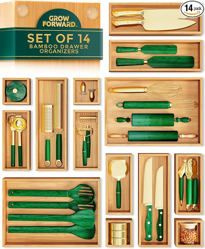 Grow Forward Bamboo Drawer Organizer Boxes by GrowForward