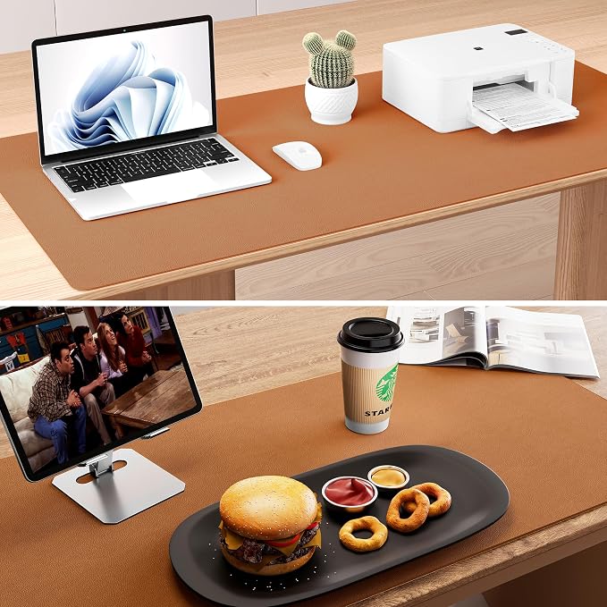Aothia Double-Sided Desk Pad, 35.4" x 15.7"Leather Desk Mat, Eco Cork Desk Pad - Image 6
