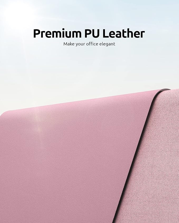 YSAGi Leather Desk Protector, Office Mat, Large Mouse Mat, Non-Slip PU Leather Blotter, Laptop Pad, Waterproof Writing Pad for Office and Home (Pale Mauve, 31.5" x 15.8")-DeskLoop Office