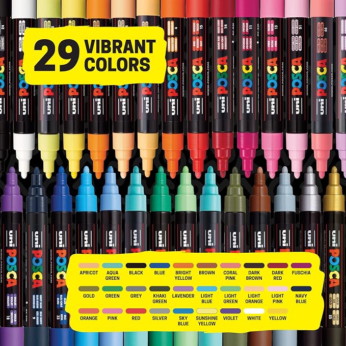 Uni Posca Paint Markers, 5M Medium Acrylic Markers - Image 2