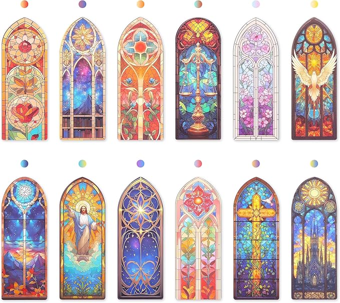 12 PCS Stained Glass Theme PET Bookmarks by emmoolife