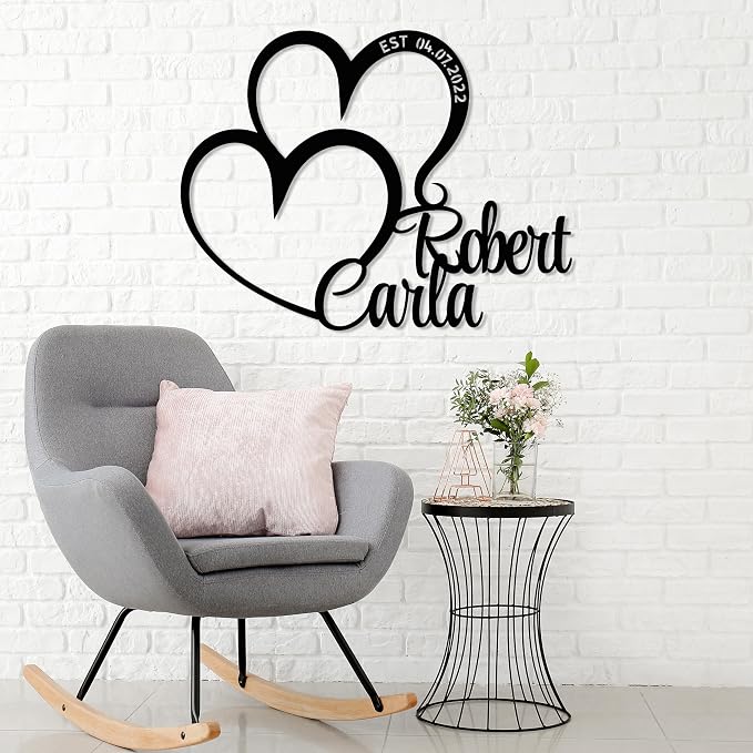 Personalized Valentines Metal Wall Sign, Custom Infinity Heart Love Couple Name - Image 8