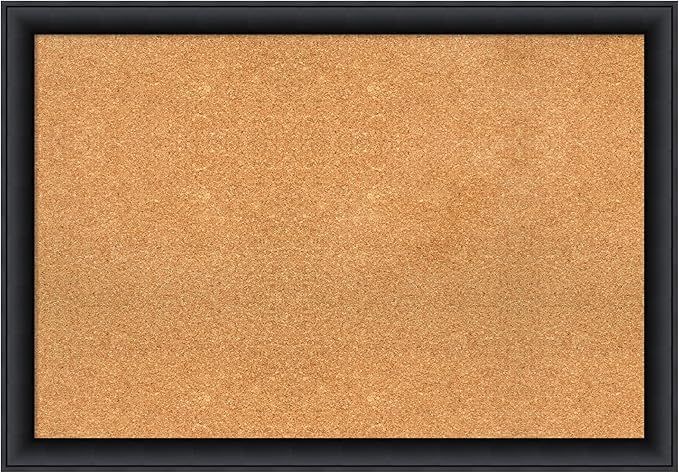 Amanti Art Natural Cork Board for Wall, 27x39 Vision Board with Black Wood Frame, Large Corkboard Office Decor for Home Organization, Modern Contemporary Corkboard Pinboard to display items for home-DeskLoop Office