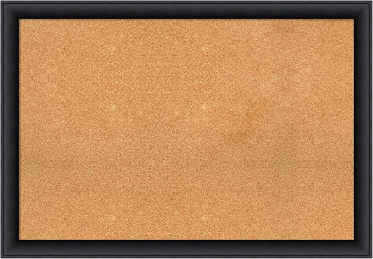 Amanti Art Natural Cork Board for Wall, 27x39 Vision Board with Black Wood Frame, Large Corkboard Office Decor for Home Organization, Modern Contemporary Corkboard Pinboard to display items for home-DeskLoop Office
