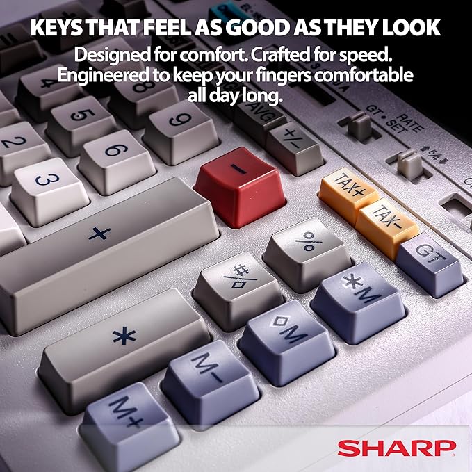 Sharp EL-1801V Ink Printing Calculator, 12-Digit LCD, AC Powered, Off-White, Ideal for Business & Office Use, Easy-to-Read Display & Durable Design-DeskLoop Office