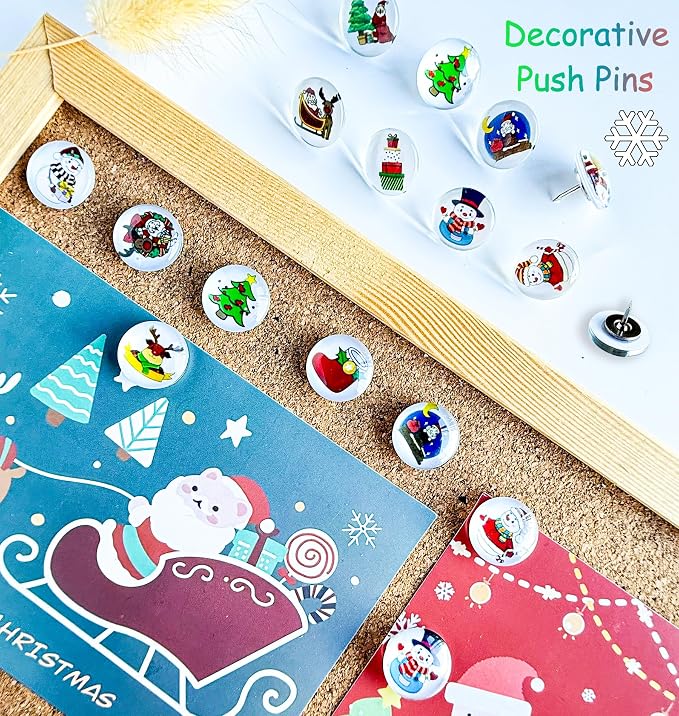 24Pcs Christmas Decorative Push pins, Cute Bulletin Board Tacks, Cork Board - Image 2