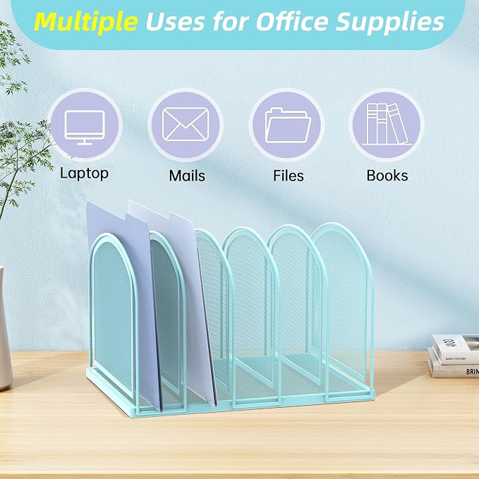 SUPEASY File Organizer 5-Section Mesh Desk Organizer, Upright File Organizer - Image 6