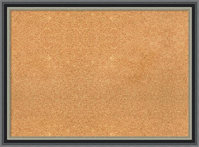 Amanti Art Natural Cork Board for Wall, 23x31 Vision Board with Black Wood Frame, Medium Corkboard Office Decor for Home Organization, Modern Contemporary Corkboard Pinboard to display items for home-DeskLoop Office