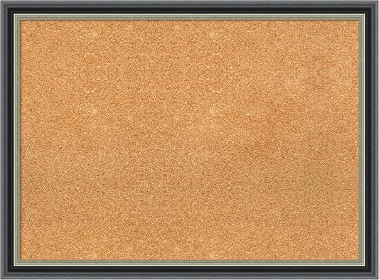 Amanti Art Natural Cork Board for Wall, 23x31 Vision Board with Black Wood Frame, Medium Corkboard Office Decor for Home Organization, Modern Contemporary Corkboard Pinboard to display items for home-DeskLoop Office