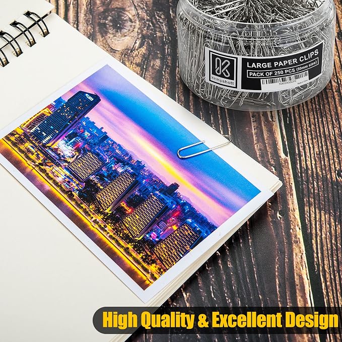 Kempshott 250 Large Paper Clips Smooth, Jumbo Paper Clips - Image 6
