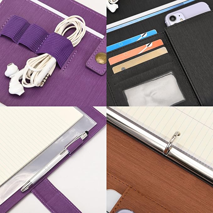 Wonderpool A4 PU Leather Portfolio Holder Ring File Document Case - Image 4