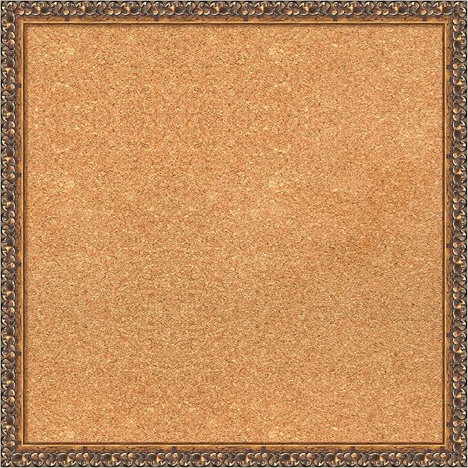 Amanti Art Natural Cork Board for Wall, 22x22 Vision Board with Bronze Frame, Medium Corkboard Office Decor for Home Organization, Traditional Corkboard Pinboard to Display Items for Home-DeskLoop Office
