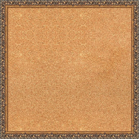 Amanti Art Natural Cork Board for Wall, 22x22 Vision Board with Bronze Frame, Medium Corkboard Office Decor for Home Organization, Traditional Corkboard Pinboard to Display Items for Home-DeskLoop Office