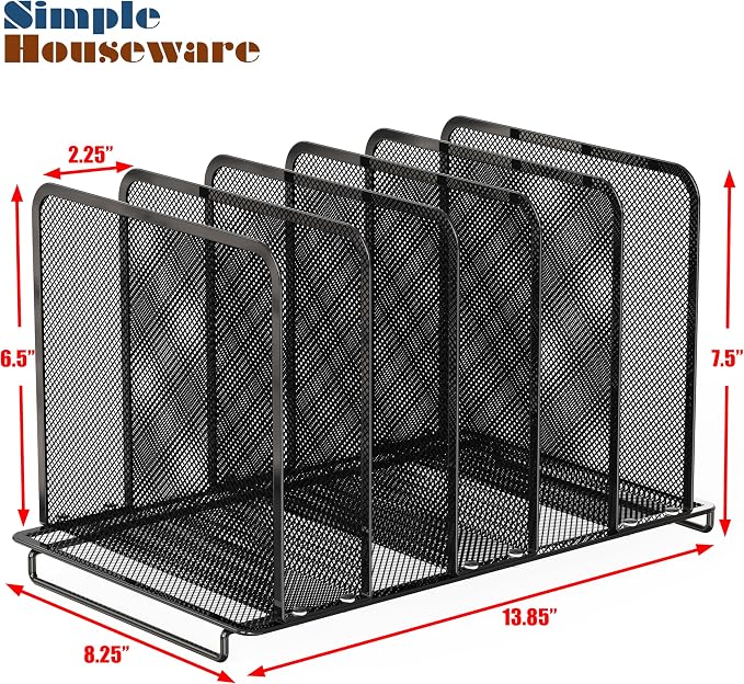 Simple Houseware Expandable 5 Section Upright File Sorter Organizer - Image 6