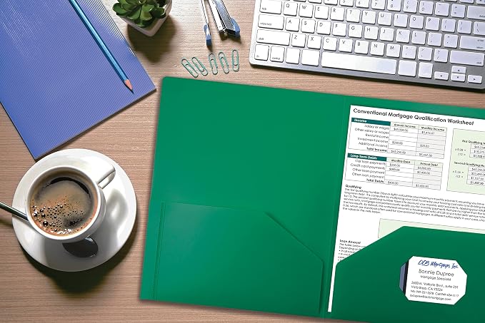 Better Office Products Heavyweight Plastic 2 Pocket Portfolio Folder, Letter - Image 2