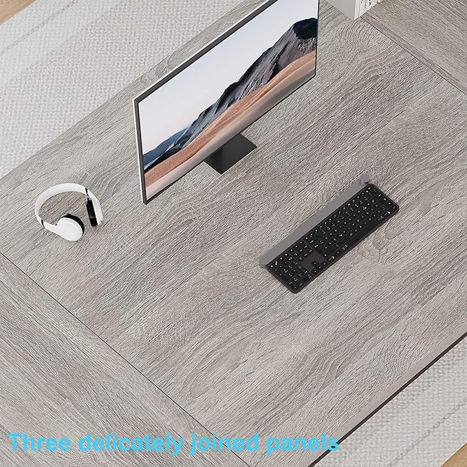 HSH 78 Inch Long Home Office Desk, Extra Large Grey Computer Desk for 2 Person, Industrial Wooden and Metal Executive Work Writing Study Gaming Desk Table, Modern Bedroom PC Laptop Desk Double Desk-DeskLoop Office