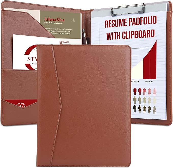 STYLIO Padfolio Folder with Removable Clipboard | Tan Color| Portfolio by Stylio