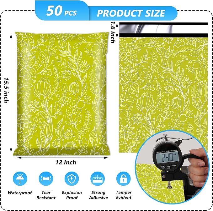 Poly Mailer 12x15.5 Inch 50 Pcs, Waterproof and Tear-Resistant Shipping Bags - Image 2