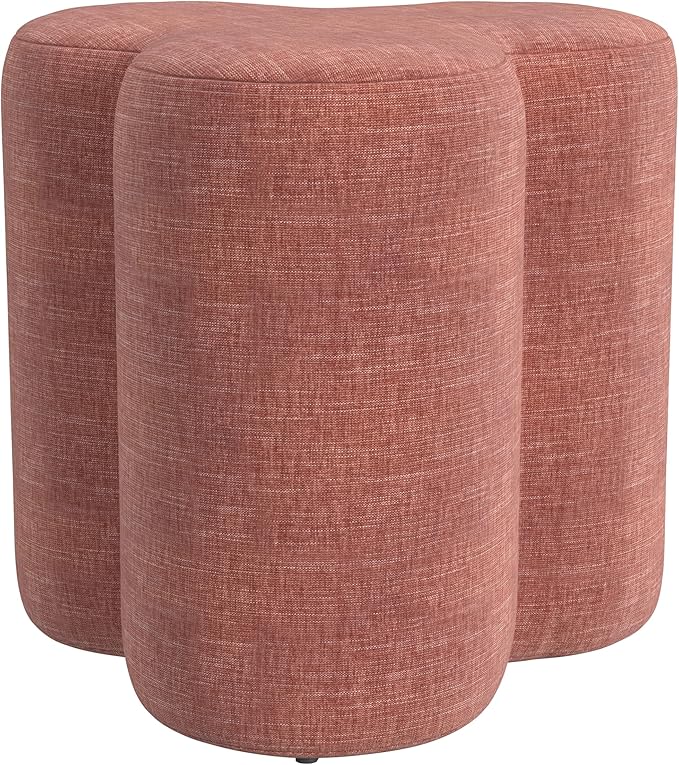 HomePop Upholstered Clover Shaped Ottoman Home Décor|Foot Rest Ottoman - Pink Chenille-DeskLoop Office