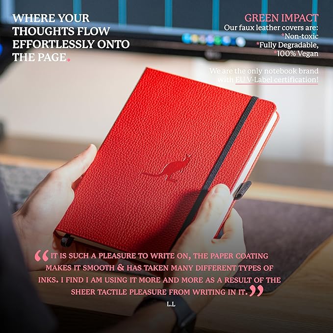 Dingbats A5 Wildlife Notebook Journal Hardcover, Cream 100gsm Ink-Proof Paper, 6.1 x 8.5 inches, 192 pages (Red Kangaroo, Lined)-DeskLoop Office