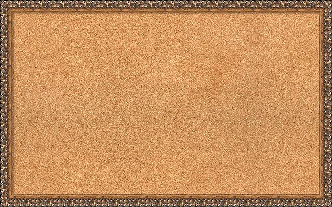 Amanti Art Natural Cork Board for Wall, 20x32 Vision Board with Bronze Frame, Medium Corkboard Office Decor for Home Organization, Traditional Corkboard Pinboard to Display Items for Home-DeskLoop Office