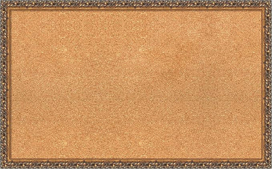Amanti Art Natural Cork Board for Wall, 20x32 Vision Board with Bronze Frame, Medium Corkboard Office Decor for Home Organization, Traditional Corkboard Pinboard to Display Items for Home-DeskLoop Office