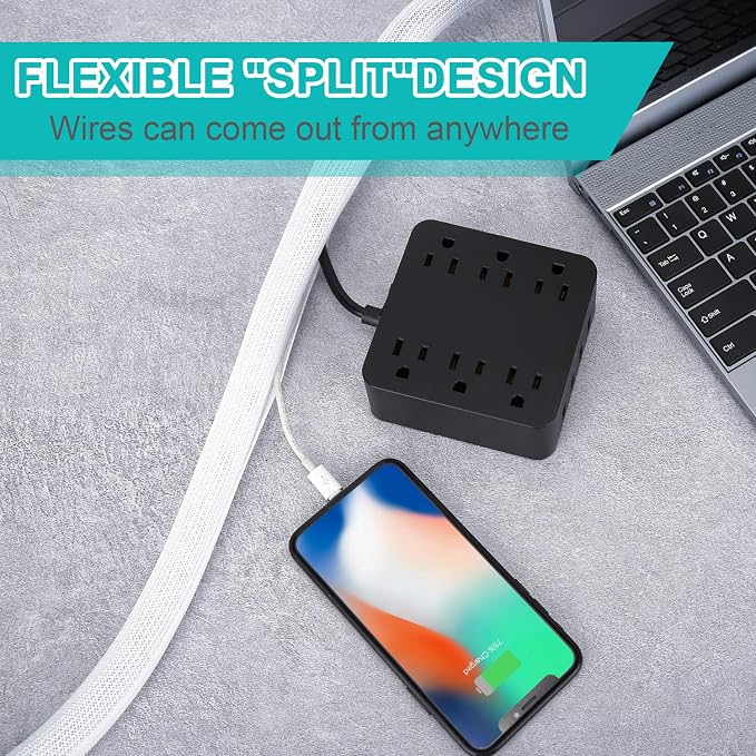 6.6ft - 4/5 inch White Cable Sleeve, Cable Organizer - Image 4