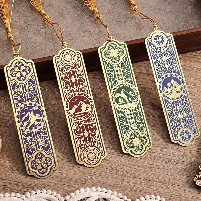 4 Pieces Metal Bookmarks with Tassel Big Size, Bookmark by emmoolife