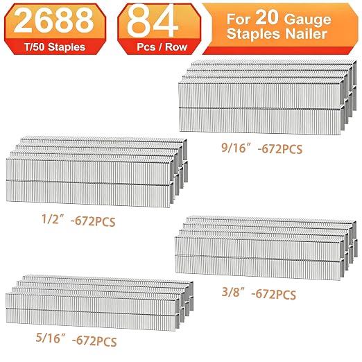 20 Guage 304 Stainless Steel T/50 Staples, 4 Sizes:2688pcs | 5/16" - Image 3
