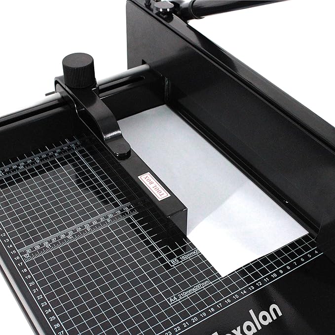 Heavy Duty Guillotine Paper Cutter - 400 Sheets Capacity, A4 12" Stack Paper Trimmer, Steel Base, Black-DeskLoop Office