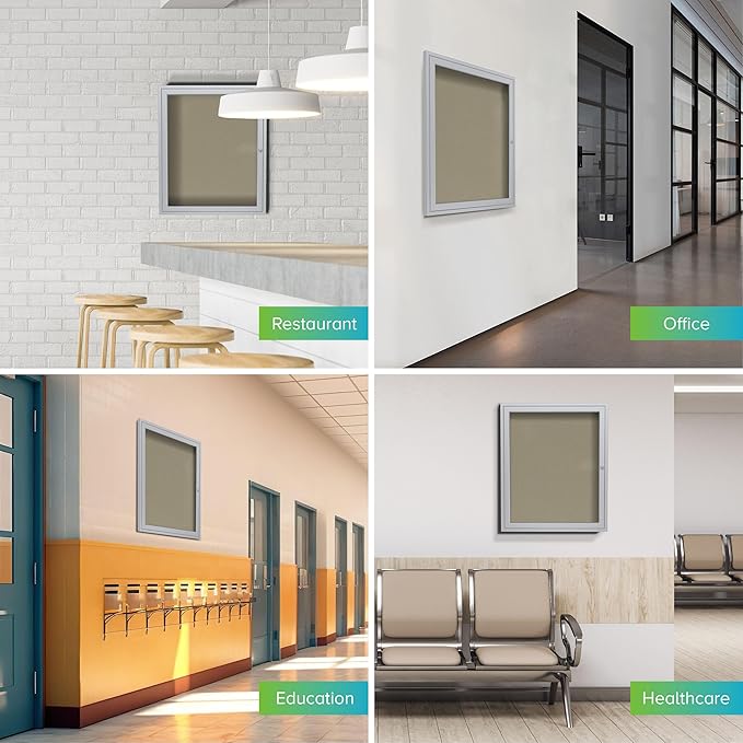 Ghent 36"x24" 1-Door Outdoor Enclosed Vinyl Bulletin Board, Shatter Resistant, with Lock, Satin Aluminum Frame - Caramel, Made in the USA (PA13624VX-181)-DeskLoop Office