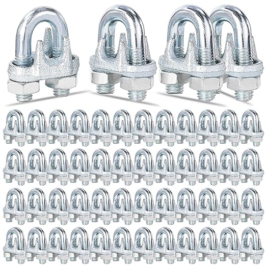 200PCS 5/16" M8 Zinc-Plated Wire Rope Clamps – Heavy Duty U-Bolt Cable Clips by High-PQ