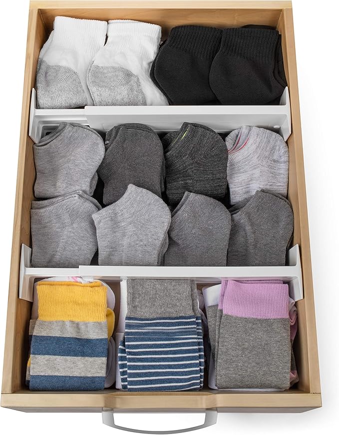 Dial Industries Adjustable Dresser Drawer Clothes Organizer Dividers, Set of 2, 4.5" Deep-DeskLoop Office