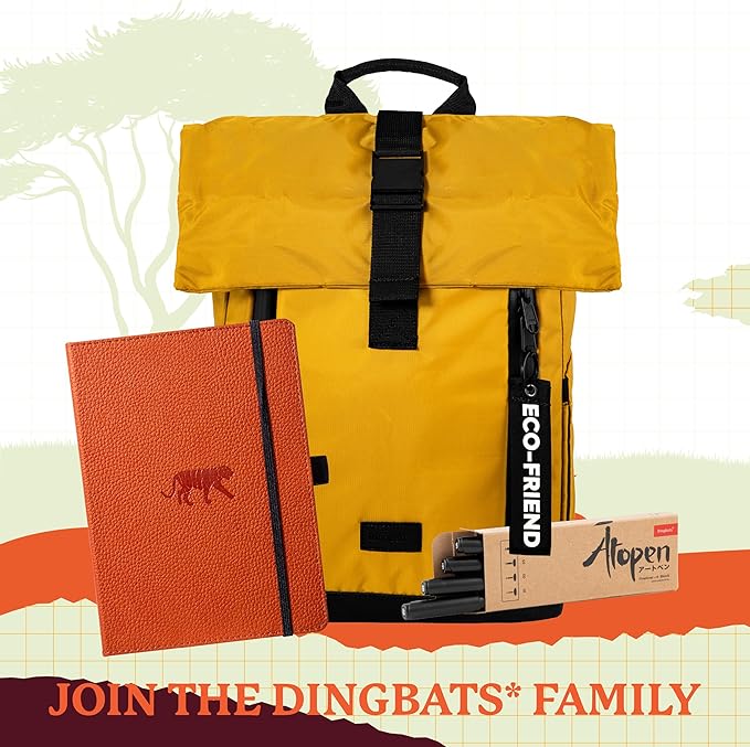 Dingbats* Wildlife Dotted Writing Journal Notebook A5 - Vegan Leather Hardcover - Ideal for Work, Travel - Pocket, Elastic Closure, & Bookmark-DeskLoop Office