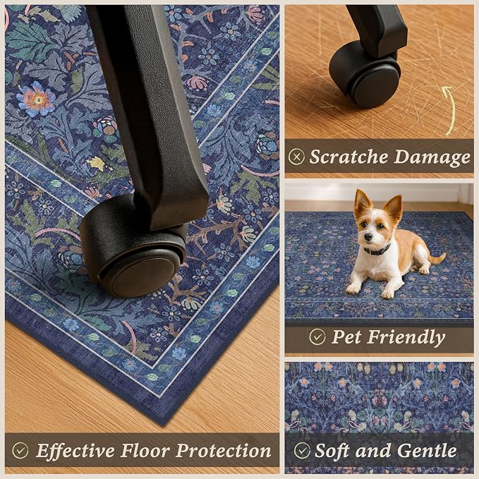 JTJ Office Chair Mat for Hardwood Floors 36" x 48", Boho Under Desk Rug - Image 6