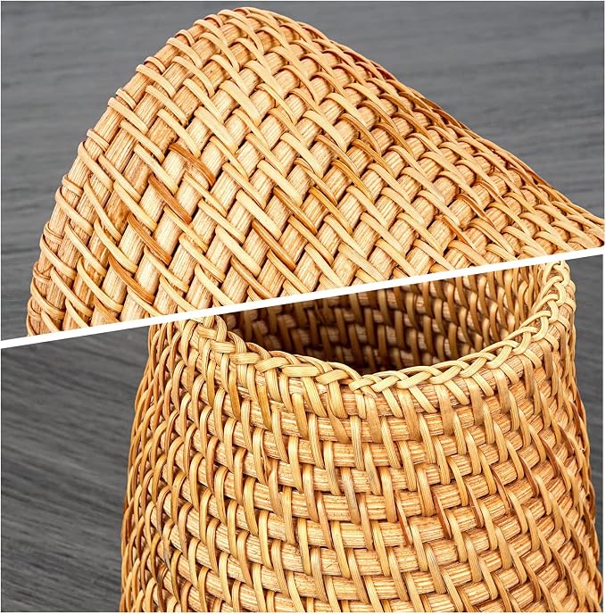 Wicker Rattan Pencil Holder, Handwoven Natural Rattan Pen Cup Organizer - Image 3
