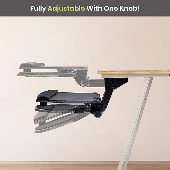 FERSGO Under Desk Keyboard Tray, 17.75" Track, One Knob Control, Undermount - Image 8