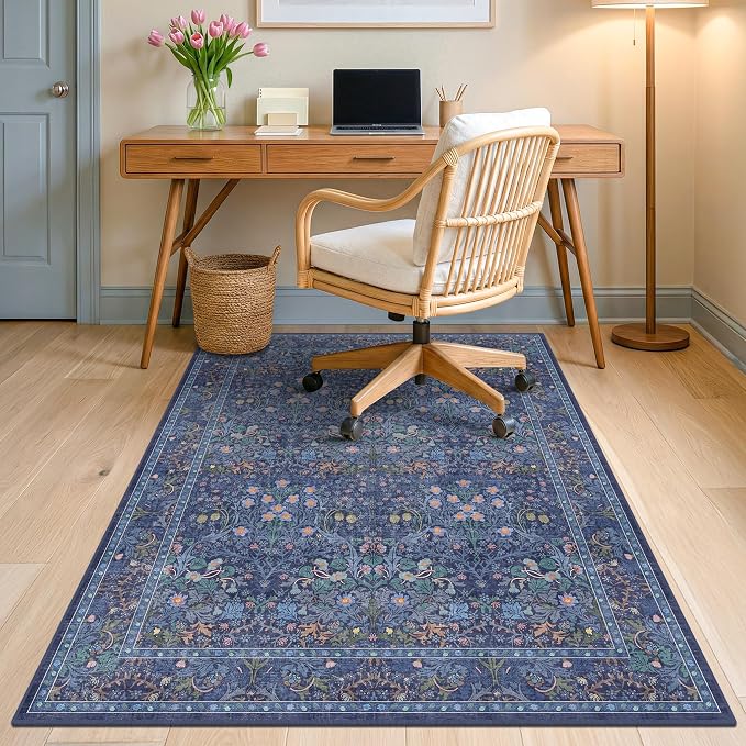 JTJ Office Chair Mat for Hardwood Floors 36" x 48", Boho Under Desk Rug by JTJ